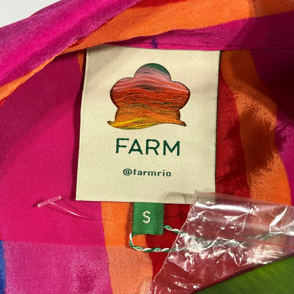 Farm Rio Resort Vibrant Boho Abstract Print Button Down Shirt Womens Small NWT - Picture 9 of 12